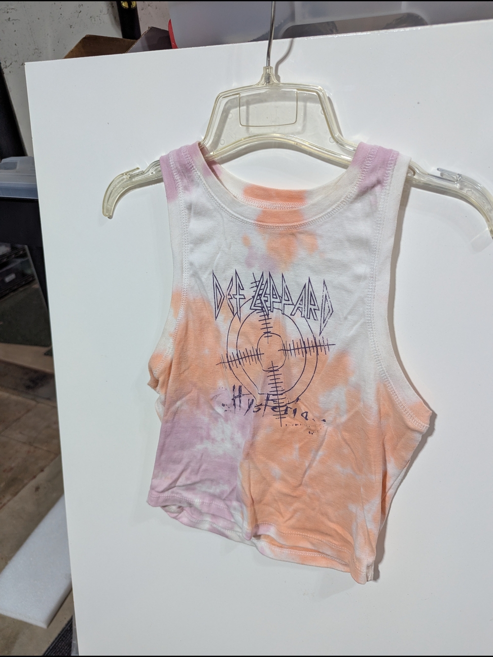 Def Leppard Tie-Dye Crop Tank Top in Orange & Purple